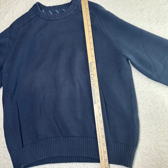 Lands End Drifter Sweater Mens XL Navy Blue Cotton Crewneck Knit Raglan Sleeve - Picture 5 of 9